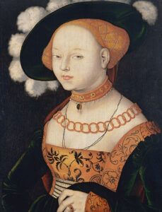Hans Baldung, Portrait of a Lady, circa 1530 Oil on panel, 27.2 in x 20.6 in Thyssen-Bornemisza Museum, Madrid
