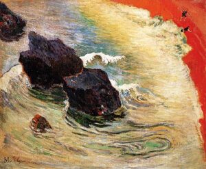 500px-Gauguin_1888_La_Vague Paul Gauguin, The Wave, 1888 Oil on canvas, 23.6 in x 28.7 in Private Collection