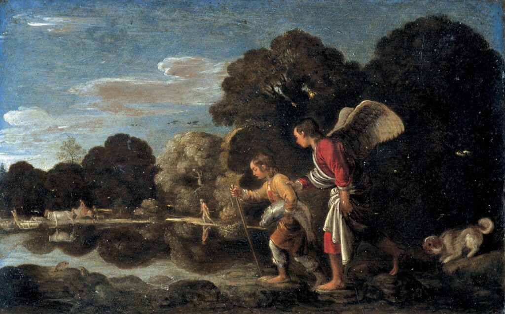 Adam Eilsheimer, Tobias and the Angel, between circa 1607 and circa 1608 Oil on copper, 4.8 in x 7.5 in Städel Museum, Frankfurt
