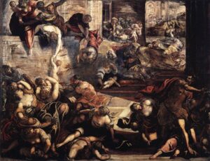 Tintoretto, The Massacre of the Innocents, between 1582 and 1587 Oil on canvas, 13.8 ft x 17.9 ft Scuola Grande di San Rocco, Venice