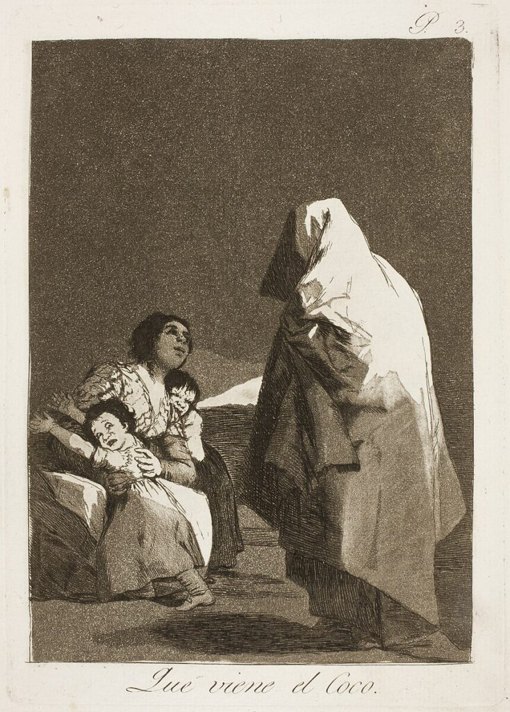 Francisco Goya, Here Comes the Bogey-Man, LosCaprichos - No 3, 1799 Etching and aquatint, 8.4 in x 5.9 in