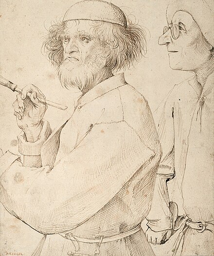 Pieter Bruegel the Elder, The Painter and the Buyer, c 1566 Pen and brown ink, 10 × 8.5 in Albertina, Vienna