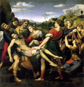 Raphael, The Deposition, 1507 Oil on panel, 68.7 x 70.2 in Galleria Borghese, Rome