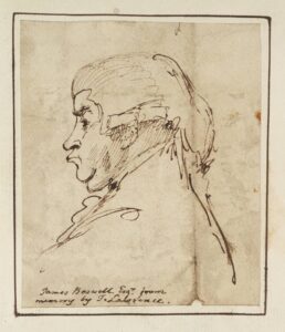 Sir Thomas Lawrence, Portrait of James Boswell Ink on paper, 5 x 4 in Tate Gallery, London