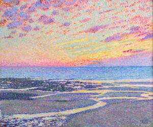 Théo van Rysselberghe, Beach At Low Tide, Ambleteuse, Evening, 1900, Oil on canvas, 21 1/2 in x 24 3/4 in Portland Art Museum, Oregon