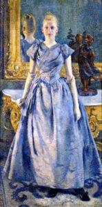 Théo van Rysselberghe, Portrait of Alice Sèthe, 1888 Oil on canvas, 76.7 in x 38.5 in Musée Départemental Maurice-Denis, Saint-Germain-en-Laye, France