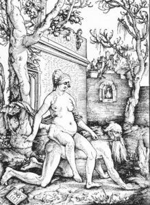 Hans Baldung, Phyllis and Aristotle, 1513 Woodcut, 13 x 9 in