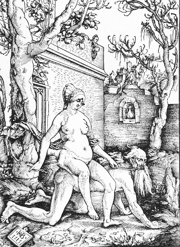 Hans Baldung, Phyllis and Aristotle, 1513 Woodcut, 13 x 9 in