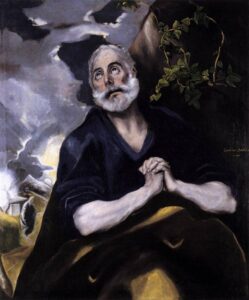 El Greco, St. Peter in Penitence, c.1585 Oil on canvas. 43 x 35 in Bowes Museum, Barnard Castle, UK