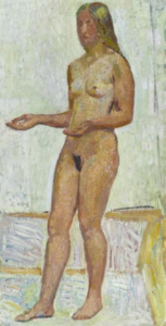 Cuno Amiet, Standing Nude, 1916 Oil on Canvas, 41 x 21 in Private collection