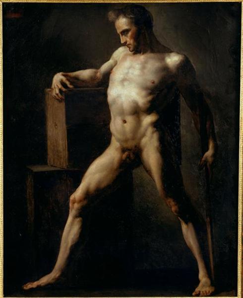 Théodore Géricault, Academy Figure Study of a Man, c 1808–1812 Oil on canvas, 25.6 x 31.9 in Musée des Beaux-Arts, Rouen