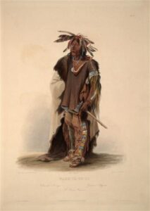 Karl Bodmer, Wahk-Ta-Ge-Li, a Sioux Warrior, plate 8 from Volume 2 of 'Travels in the Interior of North America', 1844; United States Aquatint on paper Private Collection