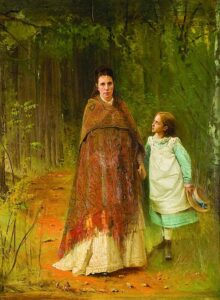 Ivan Kramskoi, Portrait of S.N. Kramskaya, the Artist's Wife and S.I. Kramskaya, Daughter of the Artist, 1875 Oil on Canvas, 37 x 50 in Voronezh Regional Art Museum, Russia