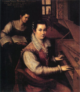 Lavinia Fontana, Self-portrait at the Virginal with a Servant, 1577 Oil on canvas, 10.62 × 9.44 in Accademia di San Luca, Rome