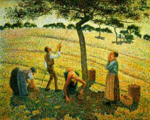 Camille Pissarro, Apple Picking at Eragny-sur-Epte 1888, Oil on canvas, 28.7 x 23.6 in, Dallas Museum of Art, Dallas