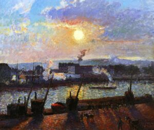 Camille Pissarro, Danish-French painter, 1830-1903 Sunset, Rouen, 1898 Private Collection