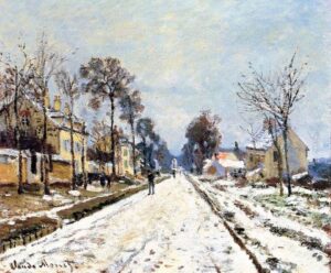 Claude Monet, French painter 1840-1926 Snow Effect, The Road to Louveciennes, 1870 Oil on canvas