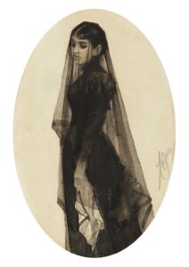 Anders Zorn, The widow, probably 1882-83 Ink, watercolor, paper, 6.6 x 4.3 in