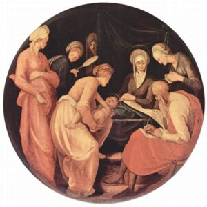 Jacopo Pontormo, The Birth of John the Baptist, 1526 ￼ Oil on panel, 21.2 in￼ x 21.2 in Uffizi Gallery, Florence ￼ ￼