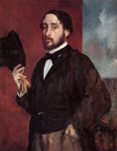 Edgar Degas, Self Portrait Saluting, 1863 92x61cm Oil on canvas, 36.2 x 24 in Museu Calouste Gulbenkian, Lisbon, Portugal
