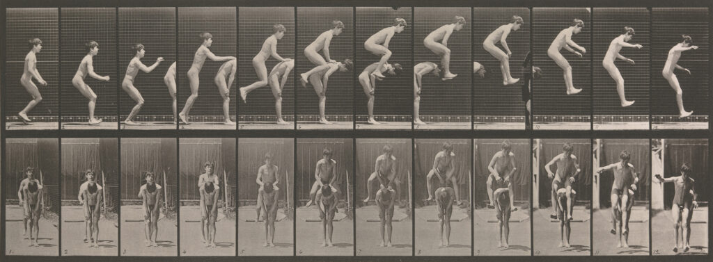 Eadweard Muybridge, Boys Playing Leapfrog, 1883–86, printed 1887 Collotype Metropolitan Museum of Art, New York