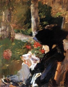 Édouard Manet, Manet's Mother in the Garden at Bellevue, 1880 Oil on canvas, 32.2 in x 25.5 in Private Collection
