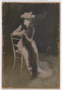 James Whistler, Rose and Silver–Portrait of Mrs. Whibley, 1895-1896 Watercolor on brown paper, 11 1/8 × 7 3/8 in The National Museum of Asian Art, Washington, DC