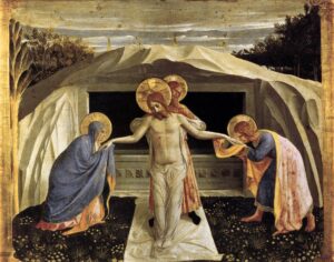 Fra Angelico, Entombment, between 1438 and 1440 Tempera on wood, 14.9 in x 18.1 in Alte Pinakothek, Munich