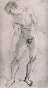 Jacopo Pontormo, Study of a Male Figure for the 'Deposition' Altarpiece in the Capella Capponi, Santa Felicita, Florence, 1525-27 Charcoal on paper