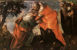 Tintoretto, The Visitation, circa 1588 Oil on canvas, 62.2 in x 93.3 in Scuola Grande di San Rocco, Venice