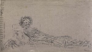 James_Ensor,_My_Portrait_in_the_Year_1960_(1888)_etching,_6.9_x_12.,_Museum_of_Fine_Arts,_Ghent James Ensor, My Portrait in the Year 1960, 1888 Etching, 6.9 x 12 in Museum of Fine Arts, Ghent