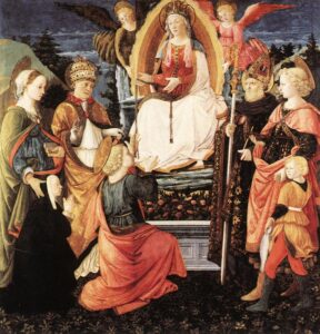 Filippo Lippi, Madonna della Cintola, 1455 - 1465 Tempera on wood, 75.2 x 73.6 in Palazzo Pretorio Museum, Prato, Italy