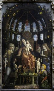 Andrea Mantegna, The Virgin of Victory (The Madonna and Child Enthroned with Six Saints and Adored by Gian Francesco II Gonzaga), 1496, Louvre, Paris