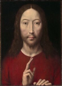 Hans Memling, Christ Giving His Blessing, 1481 Oil on oak, 13.7 in x 31.1 in Museum of Fine Arts, Boston, MA