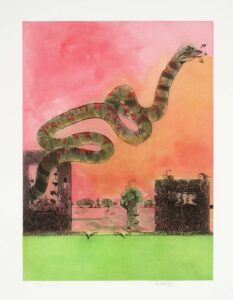 Graham Sutherland, 4 The Snake, Part of The Bestiary or the Procession of Orpheus, 1978–9 Etching and aquatint on paper, 19.3 x 14.25 in Tate Gallery, London