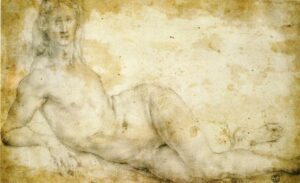 Jacopo Pontormo, Female Nude, 1535-1543 Black chalk, 8 x 13 Galleria degli Uffizi, Florence