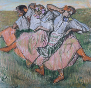 Edgar Degas, Three Ukrainian Dancers, 1895 Pastel, 24.5 x 20.9 in Nationalmuseum, Stockholm, Sweden