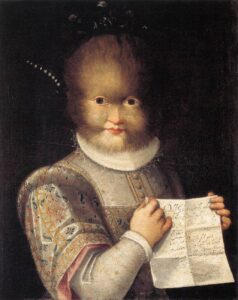 Lavinia Fontana, Antonietta Gonzales, circa 1595 Oil on canvas, 22.4 in x 18.1 in Musée des Beaux-Arts de Blois, France