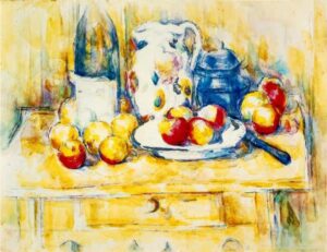 Paul Cézanne, Still Life with Apples, a Bottle and a Milk Pot, c.1904 Watercolor on paper Dallas Museum of Art, Dallas, TX