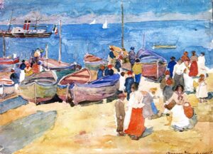 Maurice Brazil Prendergast, At the Shore (Capri), c.1898 - c.1899 Watercolor on paper, 10 x 14 in Private Collection