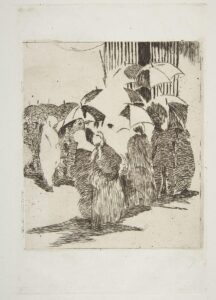 Édouard Manet, Line in front of the Butcher Shop, 1870–71, published 1905 Etching on light blue laid paper, 9 1/4 x 6 1/8 in Metropolitan Museum of Art, New York