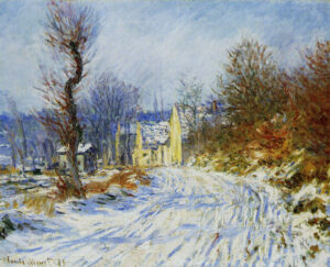 Claude Monet,Road to Giverny in Winter, 1885 Oil on canvas, 23.6 x 31.9 in Private collection