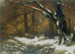 Gustave Courbet, Deer's Shelter in Winter Oil on canvas, 23 x 31.7 in Palais des Beaux-Arts de Lille, France