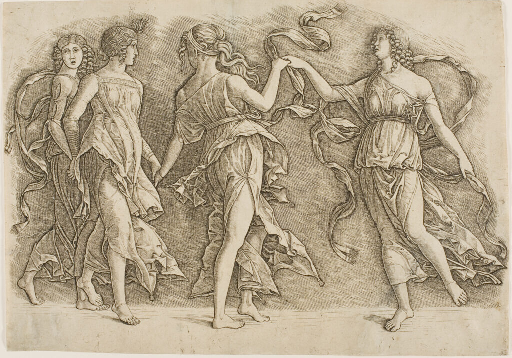Andrea Mantegna, Four Women Dancing, 1492–1502 Engraving on paper, 9.4 x 13.3 in Art Institute of Chicago