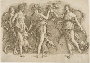 Andrea Mantegna, Four Women Dancing, 1492–1502 Engraving on paper, 9 3/8 × 13 1/4 in Art Institute of Chicago