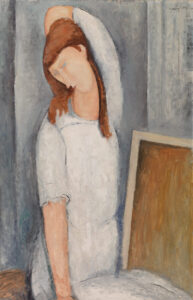jeannehebuterne Amedeo Modigliani, Jeanne Hébuterne, 1919 Oil on canvas, 39 3/8 × 25 9/16 in The Barnes Collection, Philadelphia