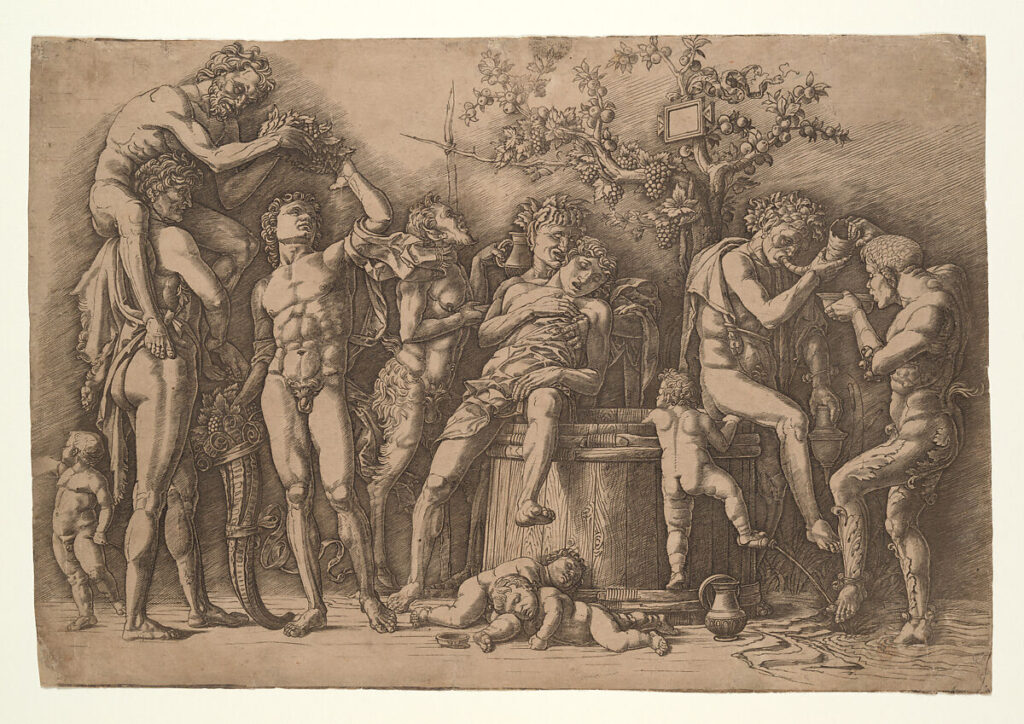 Andrea Mantegna, Bacchanal with a Wine Vat, before 1475 Engraving and drypoint, 11.8 x 17.2 in Metropolitan Museum of Art, New York