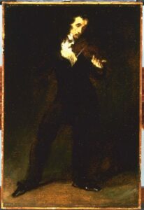 Eugène Delacroix, Paganini, 1831 Oil on cardboard on wood panel, 11.88 x 17.63 in Phillips Collection, Washington, DC