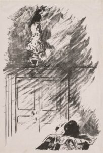 Édouard Manet, Perched upon a Bust of Pallas, 1875 Illustration For "THE RAVEN" BY EDGAR ALLAN POE Lithograph 19 1/8 x 12 7/8 in. Cleveland Museum of Art