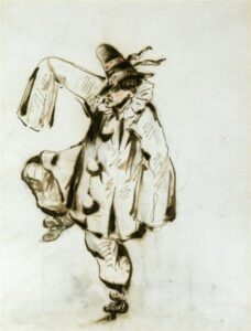 Édouard Manet, Pierrot dancing, 1849 Ink on paper, 10.5 x 8 Private Collection